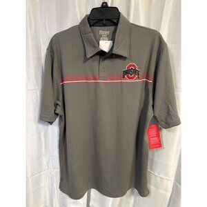 Ohio State Mens Polo Shirt Size L/G/G 42/44 Gray Embroidered Hanes Short Sleeve
